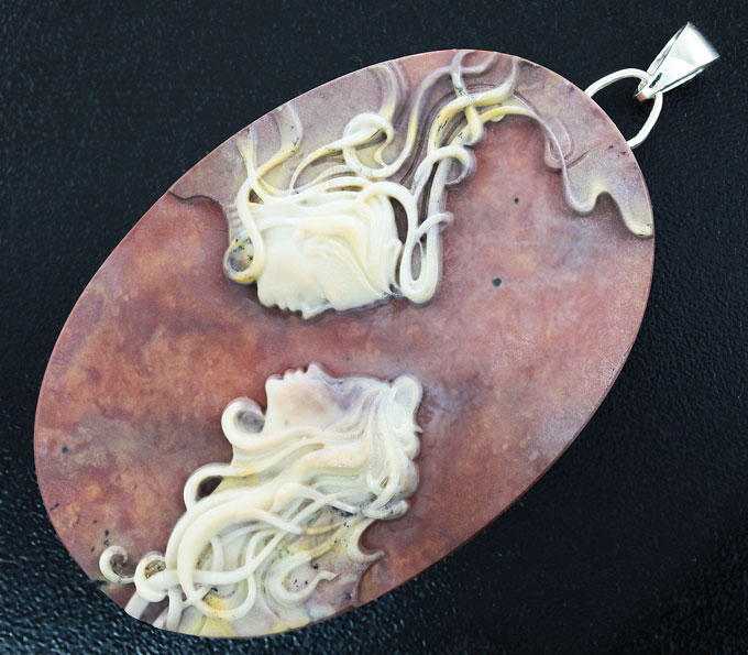 Серебро 925 Камея-подвеска «Сила притяжения» из цельной яшмы