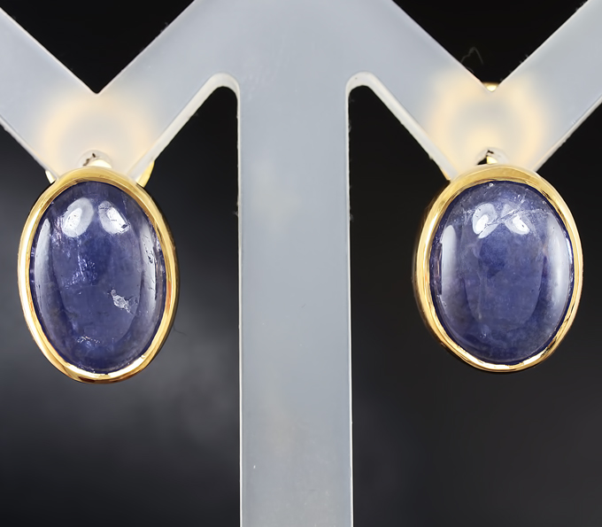 Серебро 925 Серьги с кабошонами танзанитов