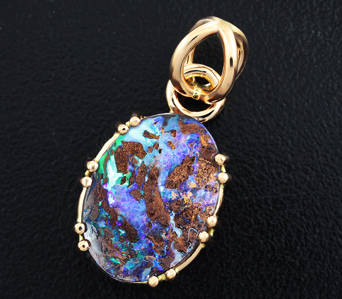 Золото Кулон с австралийским болдер опалом
