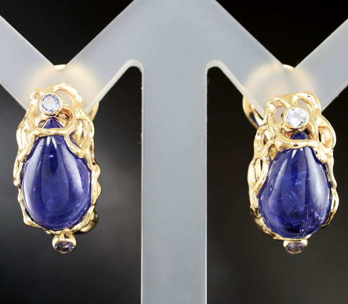 Золото Серьги с танзанитами