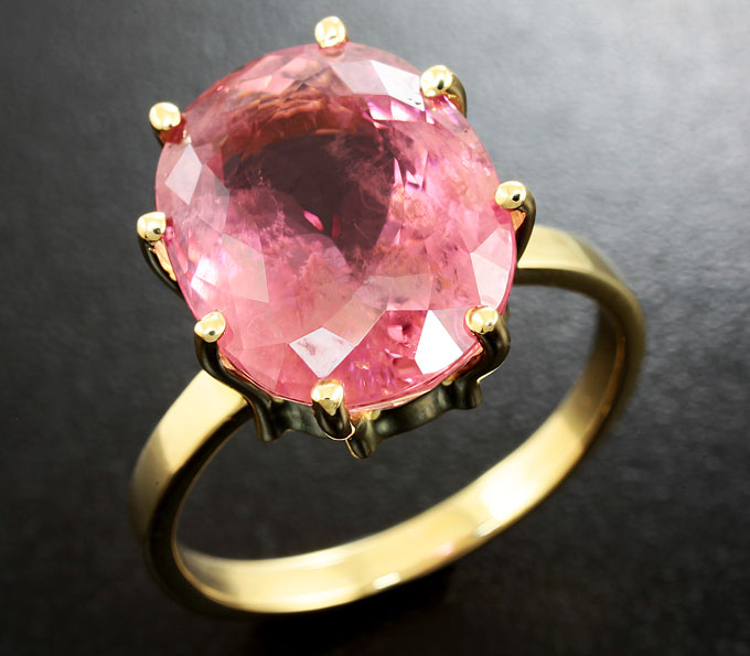 Золото Кольцо с крупным розовым турмалином