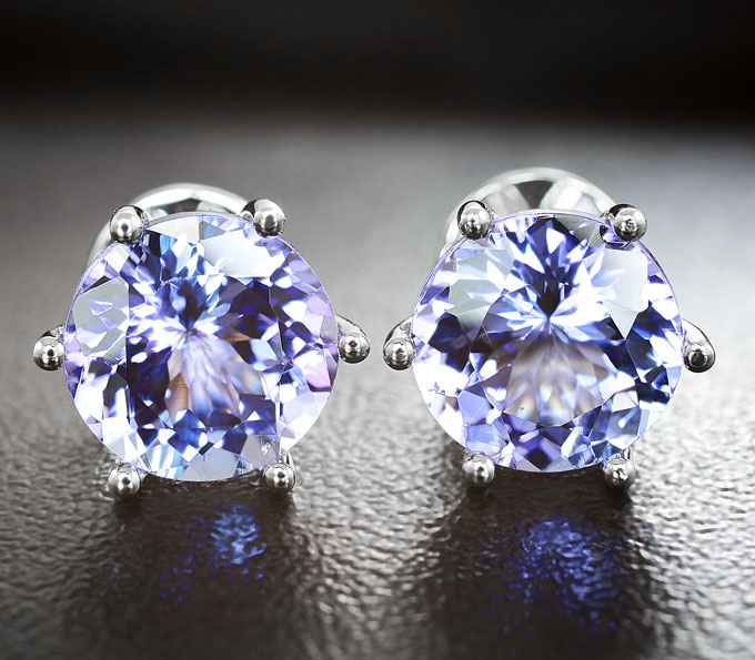 Золото Пусеты с танзанитами