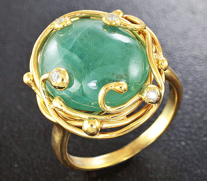 Серебро 925 Кольцо c грандидьеритом и бесцветными цирконами