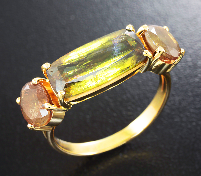Золото Кольцо c андалузитами