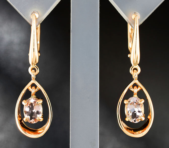 Золото Серьги с морганитами