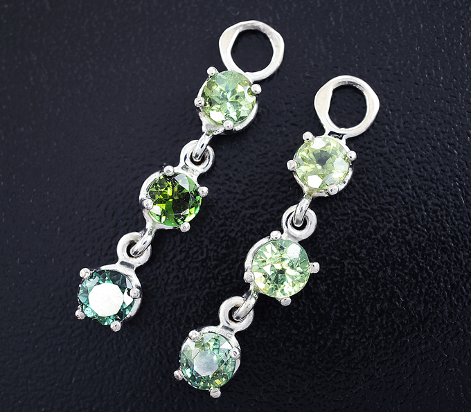 Серебро 925 Подвески для серег с сапфирами и турмалинами