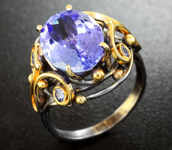 Серебро 925 Кольцо c танзанитами