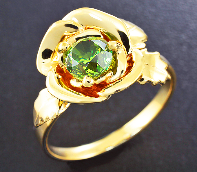 Золото Кольцо c уральским демантоидом