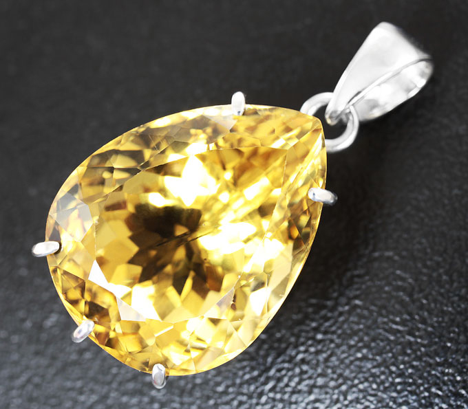 Серебро 925 Кулон с крупным гелиодором