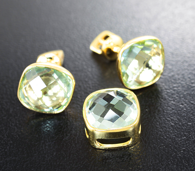 Золото Золотой комплект с зелеными аметистами