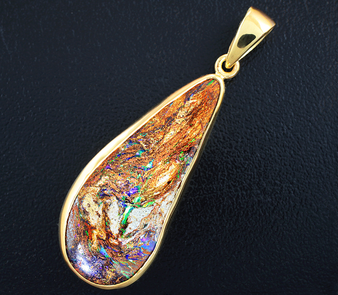 Золото Кулон с австралийским болдер опалом