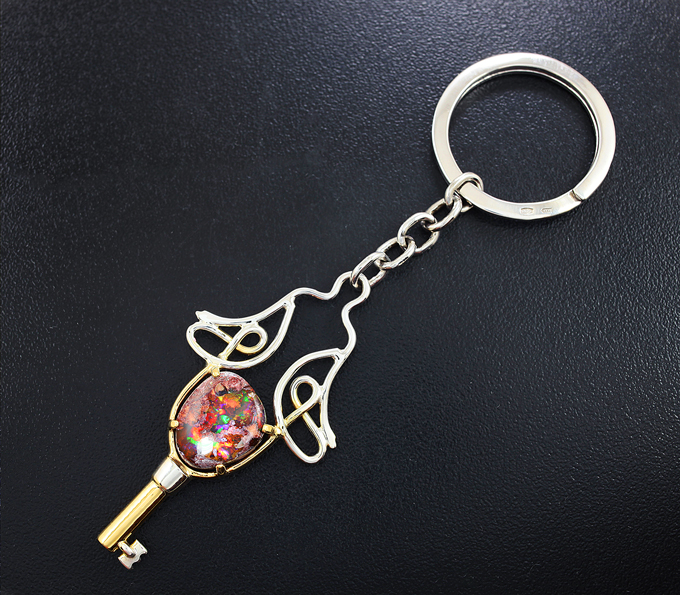 Серебро 925 Брелок из стерлингового серебра (925 проба) с мексиканским jelly опалом