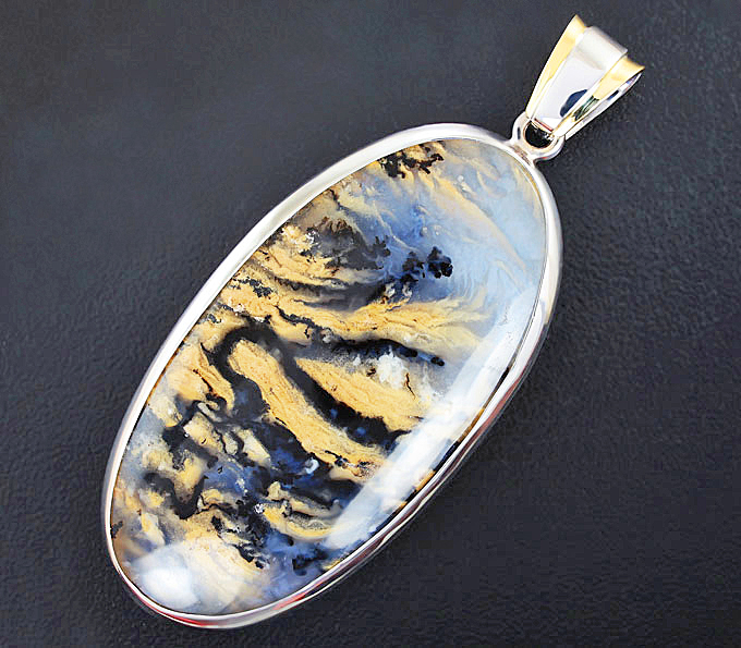 Золото Кулон с дендритическим агатом