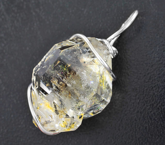 Серебро 925 Кулон с кристаллом кварца с углеводородами