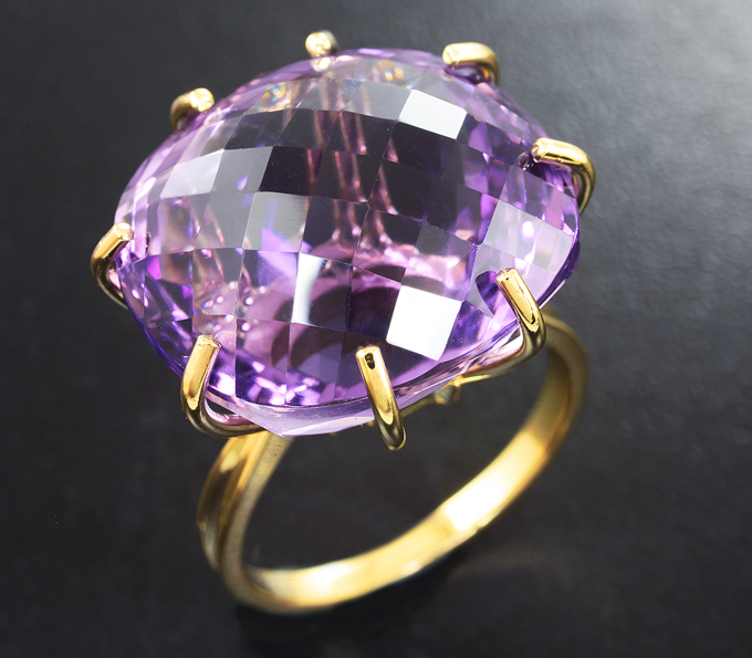 Золото Кольцо с крупным аметистом