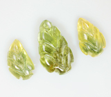 Набор из 3 резных желто-зеленых сапфиров 5,07 карата