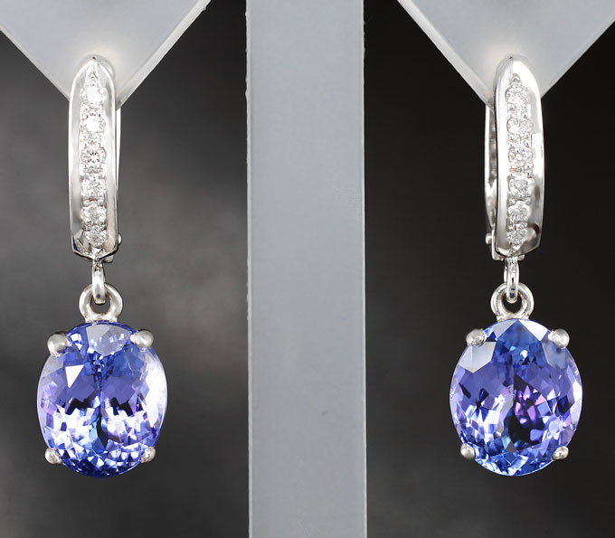 Золото Серьги с чистейшими танзанитами и бриллиантами