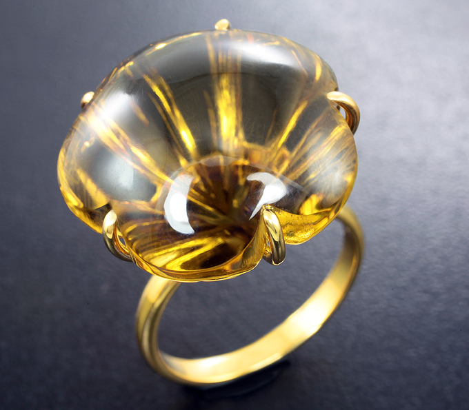 Серебро 925 Кольцо с резным цитрином