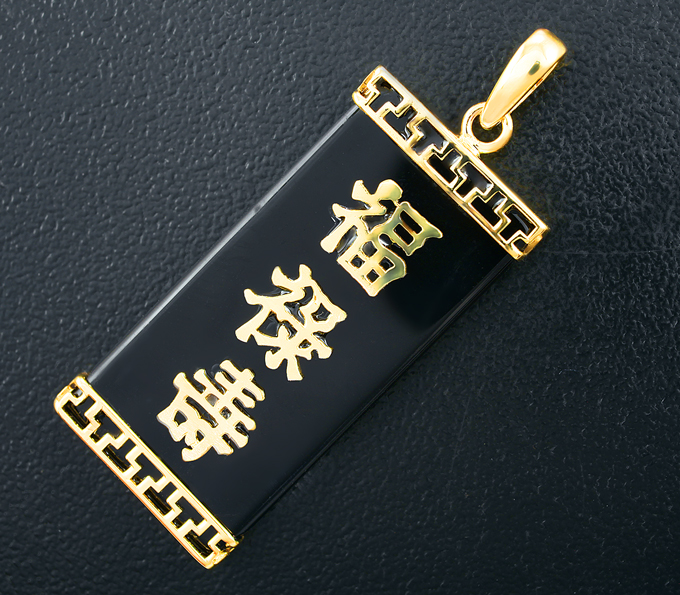 Золото Кулон с черным агатом