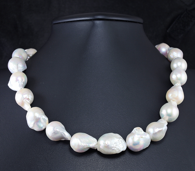 Серебро 925 Колье с жемчугом барокко