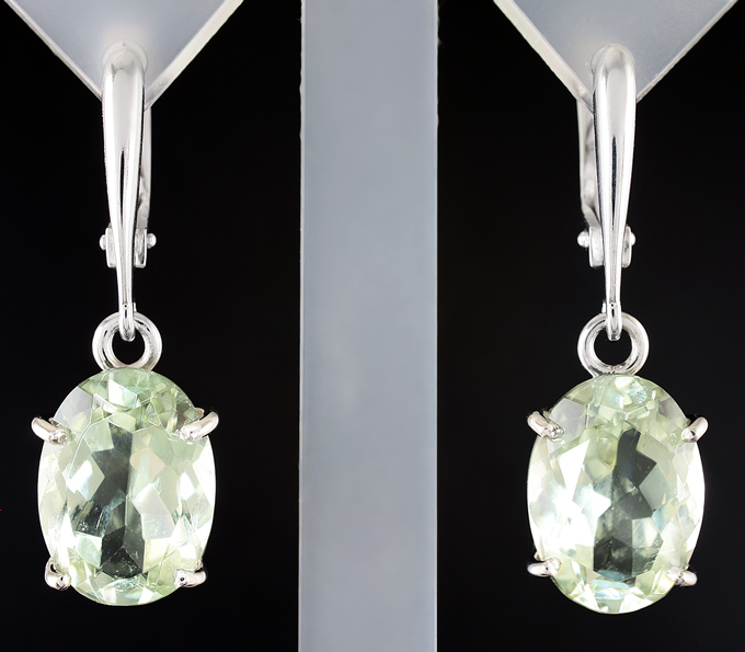 Серебро 925 Серьги с зелеными аметистами