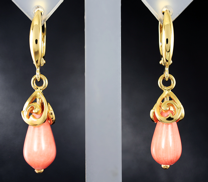 Золото Серьги с solid кораллом