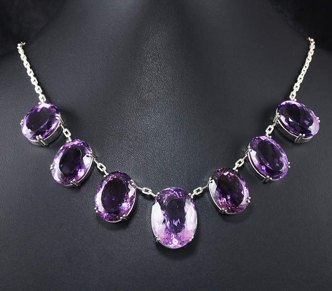 Серебро 925 Колье с аметистами