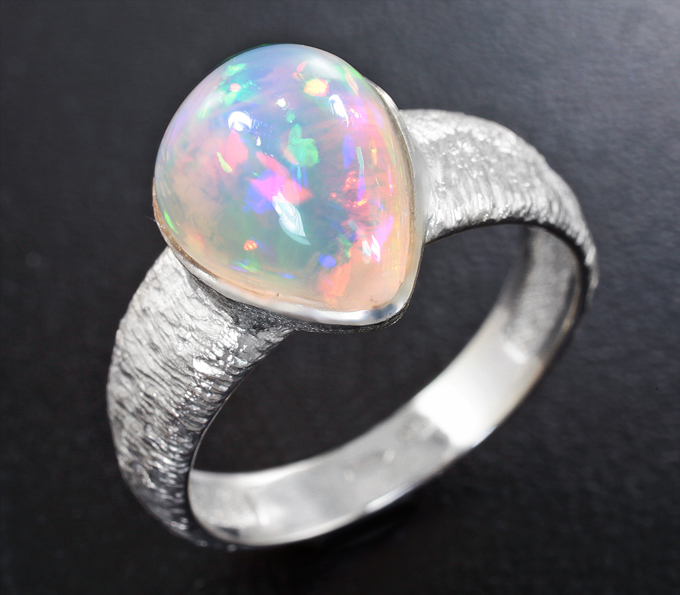 Серебро 925 Кольцо с кристаллическим эфиопским опалом