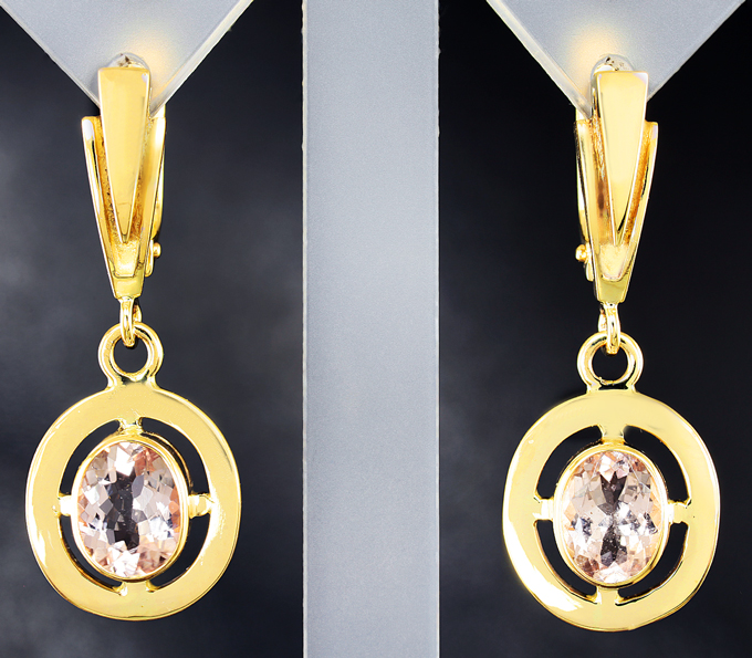 Золото Серьги с морганитами