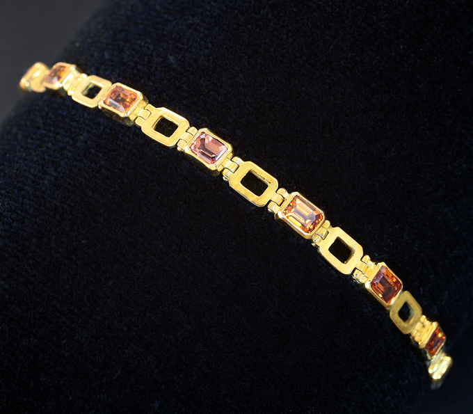 Серебро 925 Браслет с золотистыми сапфирами