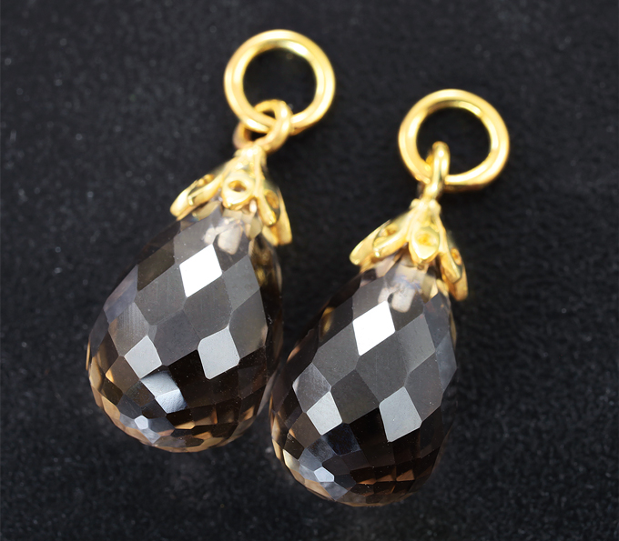 Серебро 925 Подвесы с дымчатым кварцем