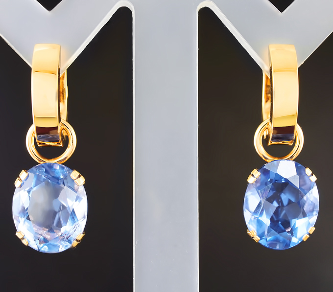 Золото Серьги с флюоритами со сменой цвета