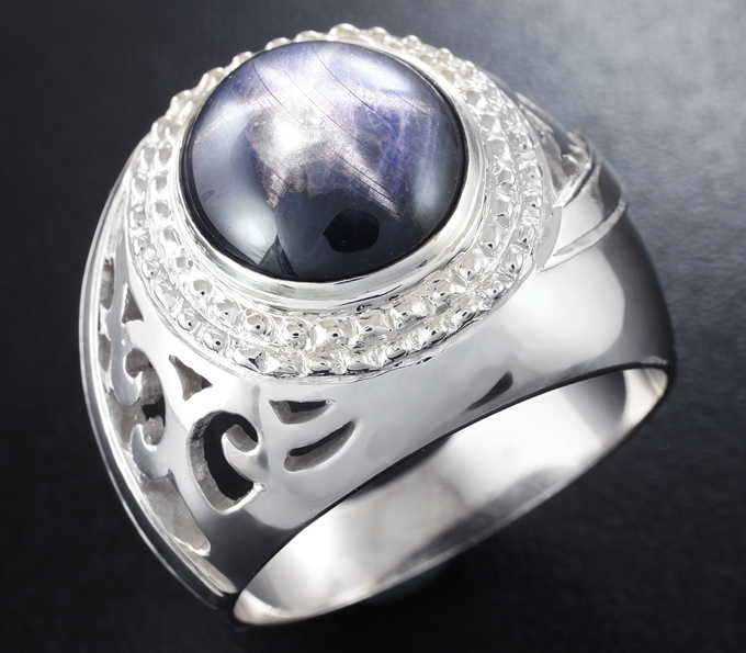 Серебро 925 Кольцо cо звездчатым сапфиром