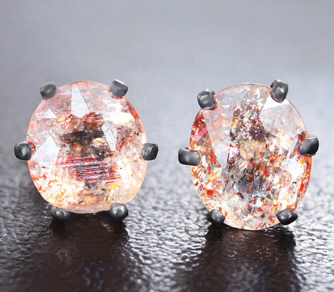 Серебро 925 Пусеты с солнечными камнями