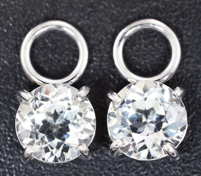 Серебро 925 Подвесы для серег с бесцветными топазами