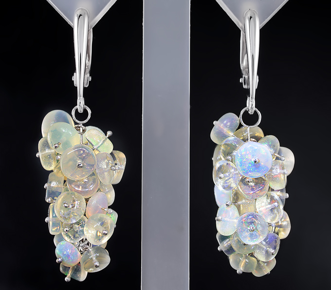 Золото Серьги с кристаллическими эфиопскими опалами