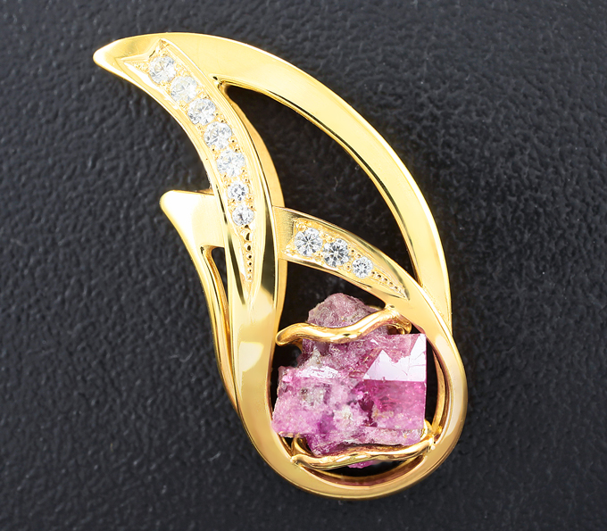 Серебро 925 Кулон с редким кристаллом биксбита