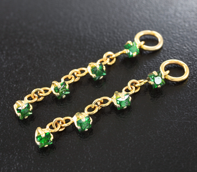 Золото Подвески для серег с изумрудно-зелеными турмалинами