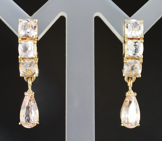 Золото Серьги с морганитами