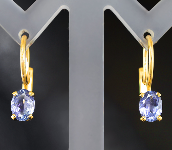 Золото Серьги с танзанитами