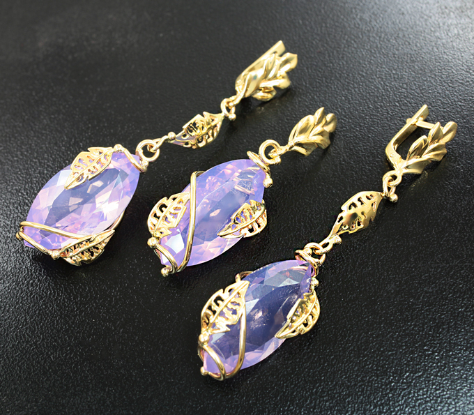 Золото Комплект с лавандовыми аметистами
