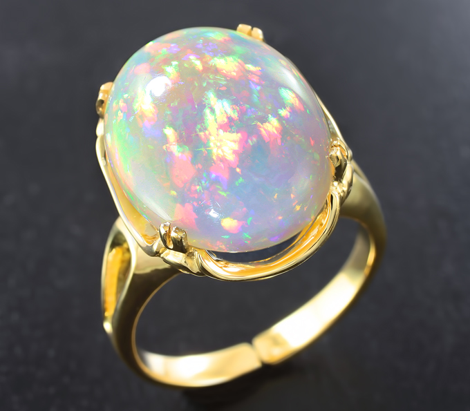 Золото Кольцо с кристаллическим эфиопским опалом