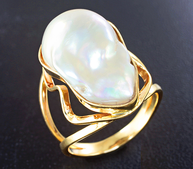 Золото Кольцо с жемчужиной барокко