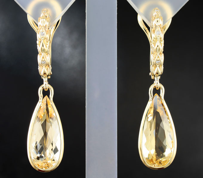 Золото Серьги с гелиодорами и бриллиантами