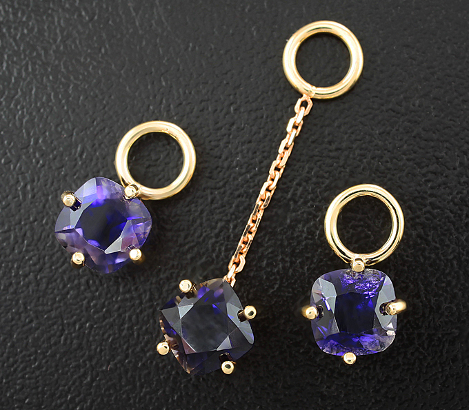 Золото Три подвески с иолитами