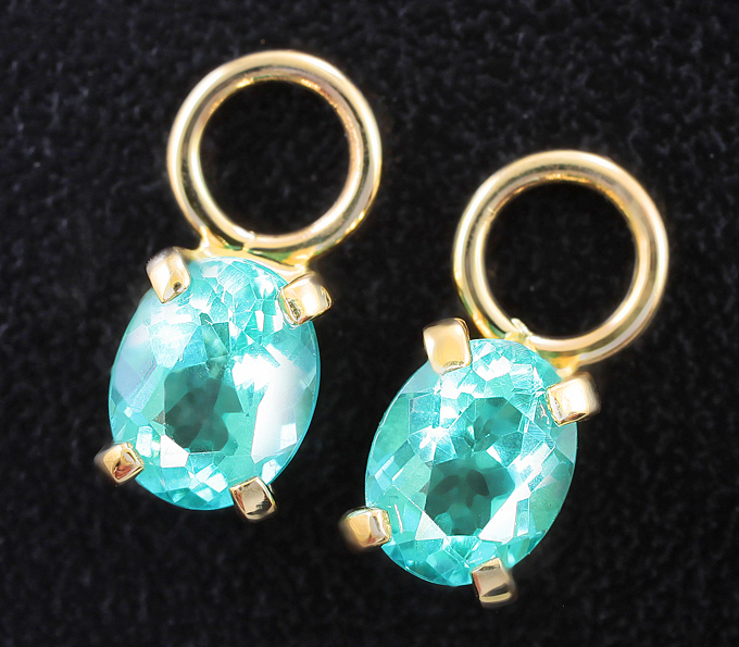 Золото Подвески для серег с «неоновыми» апатитами