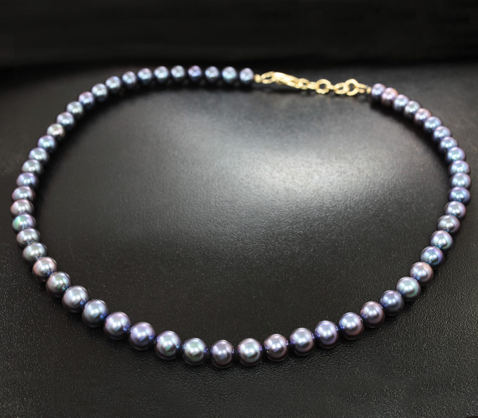 Золото Колье с морским цветным жемчугом