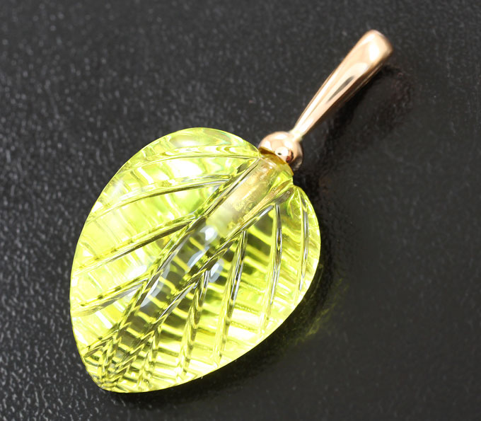 Золото Кулон с лимонным цитрином авторской огранки