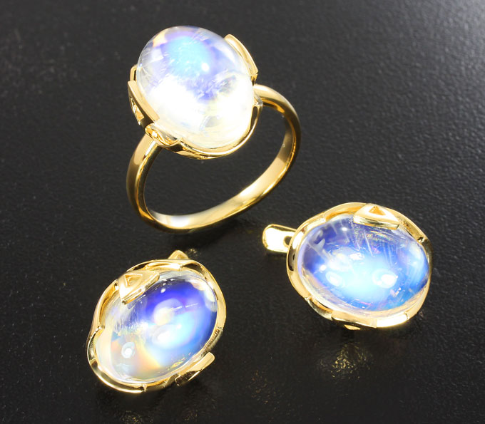 Золото Комплект с лунным камнем