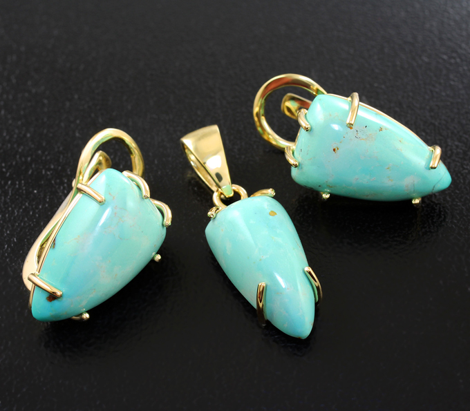 Золото Комплект с армянской бирюзой